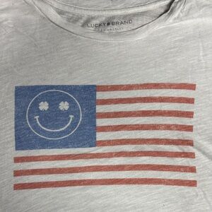 Lucky Brand Light Gray Flag Graphic Tee